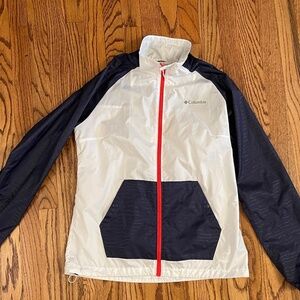 Columbia Tabor Point packable Windbreaker Jacket - Red,‎ White, Blue sz  Small